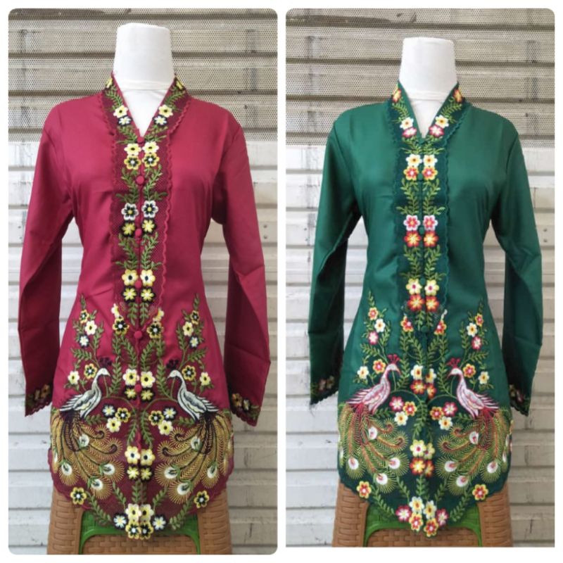 Kebaya Encim Betawi Modern Bordir Lengan Panjang Jumbo Katun