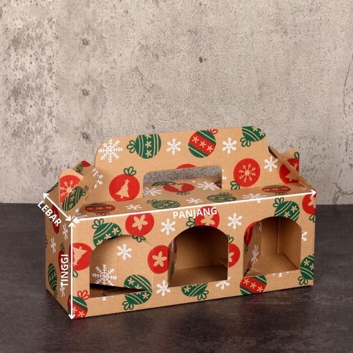 

BOX HAMPERS NATAL DIE CUT TEBAL JINJING ISI 3 TOPLES SEKAT DUS JENDELA BOX PACKAGING HAMPERS NATAL CHRISTMAS PARSEL SET DENGAN TOPLES