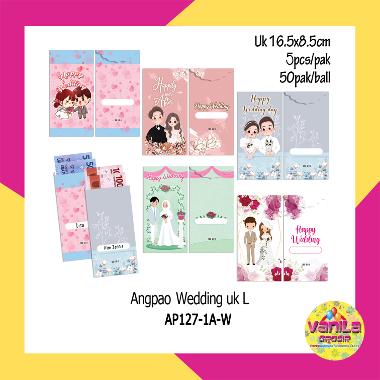 (1Ball Isi 50pak) Angpao Serbaguna Uk L Motif Wedding, angpao nikah, angpao wedding, amplop wedding,
