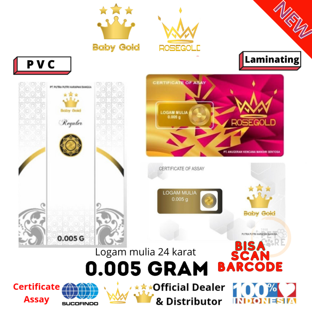 BABY GOLD / ROSE GOLD Emas Murni Logam Mulia 0.005 gram