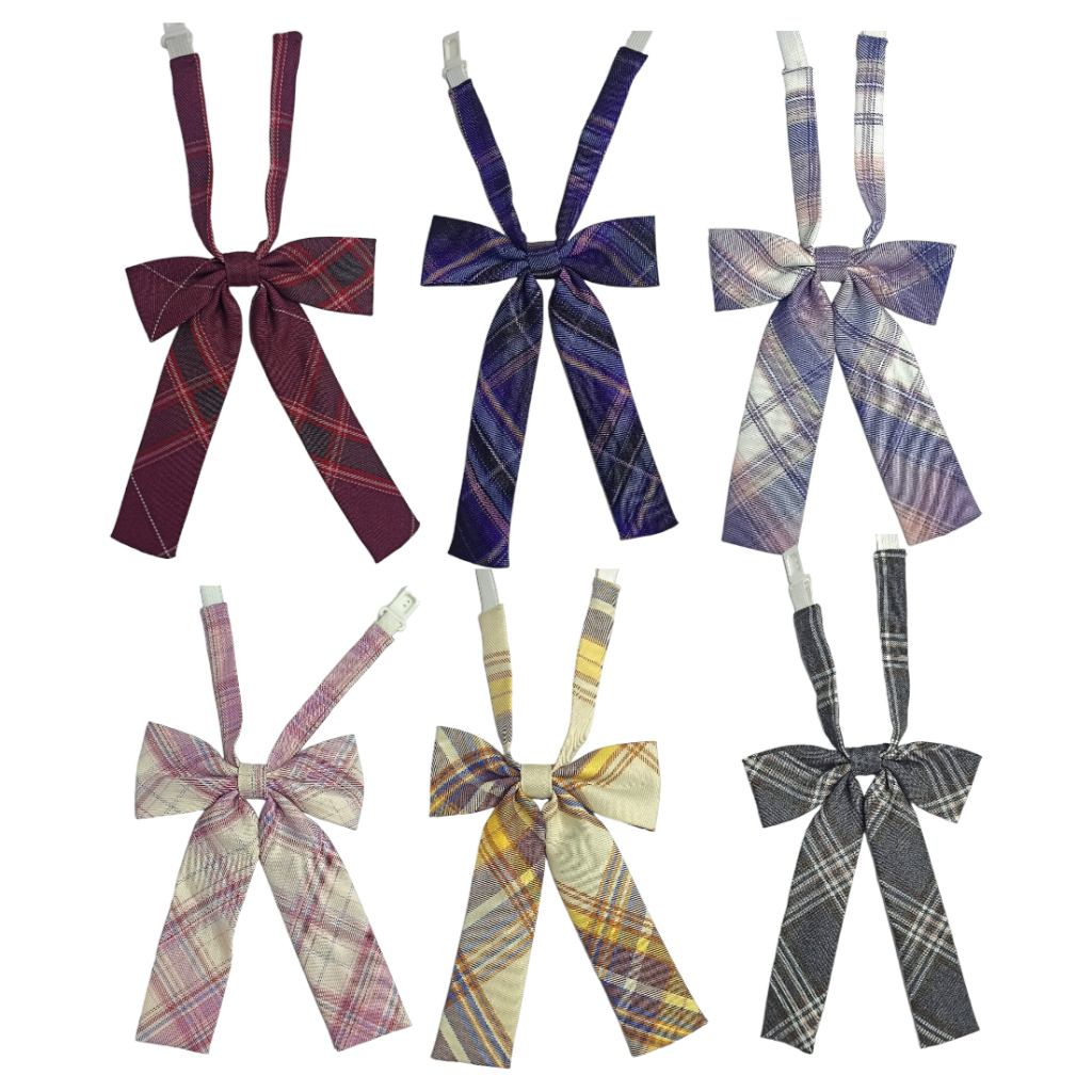 KIAMA - Dasi Kupu-Kupu Panjang  Slim Wanita Motif Kotak-Kotak Women Fashion Bowtie Seragam Sekolah K