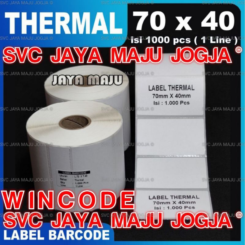 

[ WINCODE ] 70 X 40 - 1 LINE THERMAL - FACE OUT - ISI 1.000 PCS || CORE 1" || LABEL BARCODE DIRECT THERMAL - KERTAS STICKER APOTEK E-TICKET FARMASI LABORATORIUM RESEP OBAT || 70X40 - WINKODE C342C C342 C C 342C C 342 C - ISI 1000 PCS