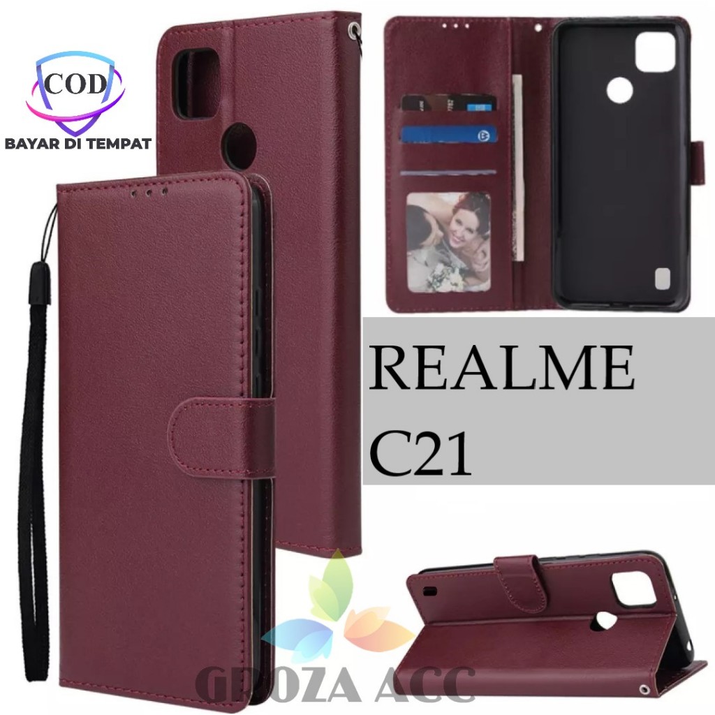 Flip Case REALME C21 Case Wallet Kulit Casing Dompet Case Wallet Leather Flip Case REALME C21 Casing