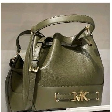 MK Michael Kors Reed Medium Bucket Olive Bag