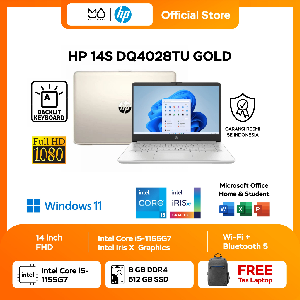 Laptop HP 14s-DQ4028TU – Intel Core i5-1155G7/8GB/512GB SSD