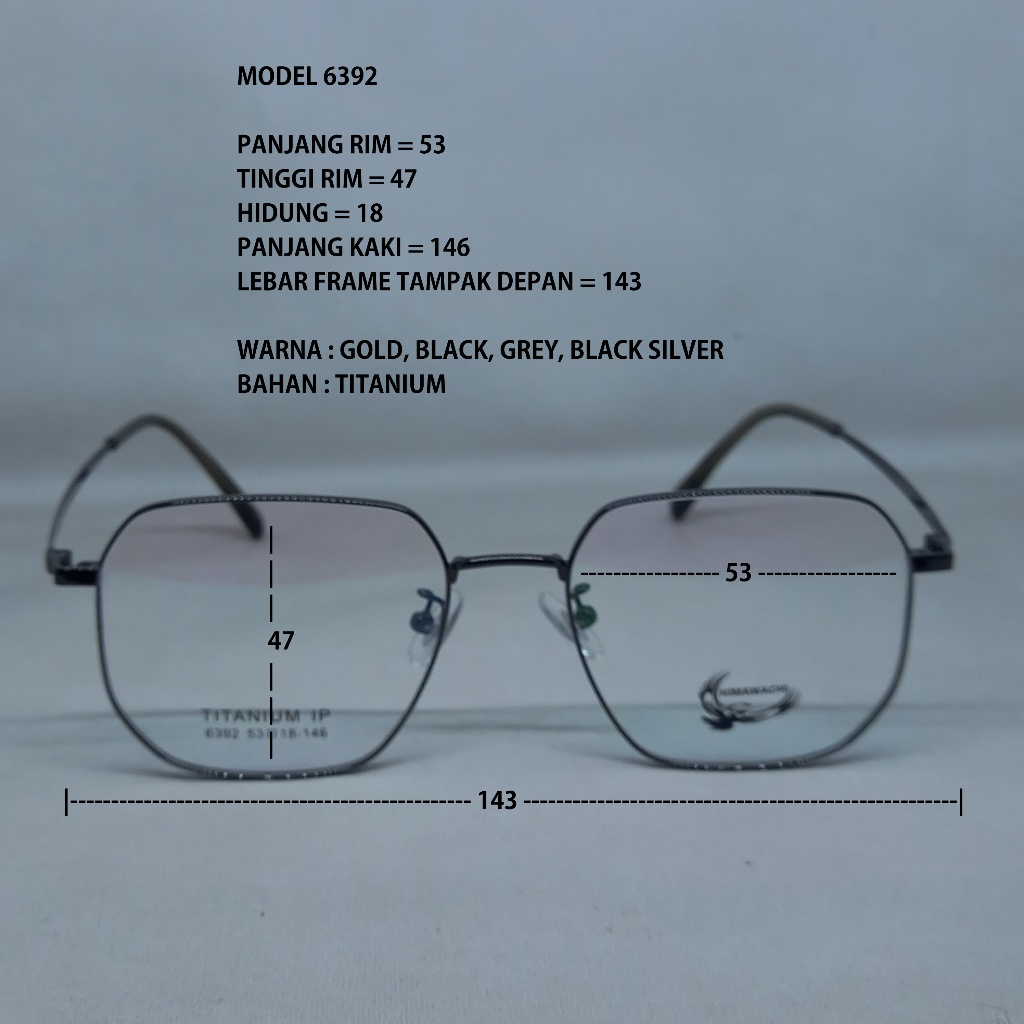 FRAME KACAMATA 6392 TITANIUM PRIA WANITA