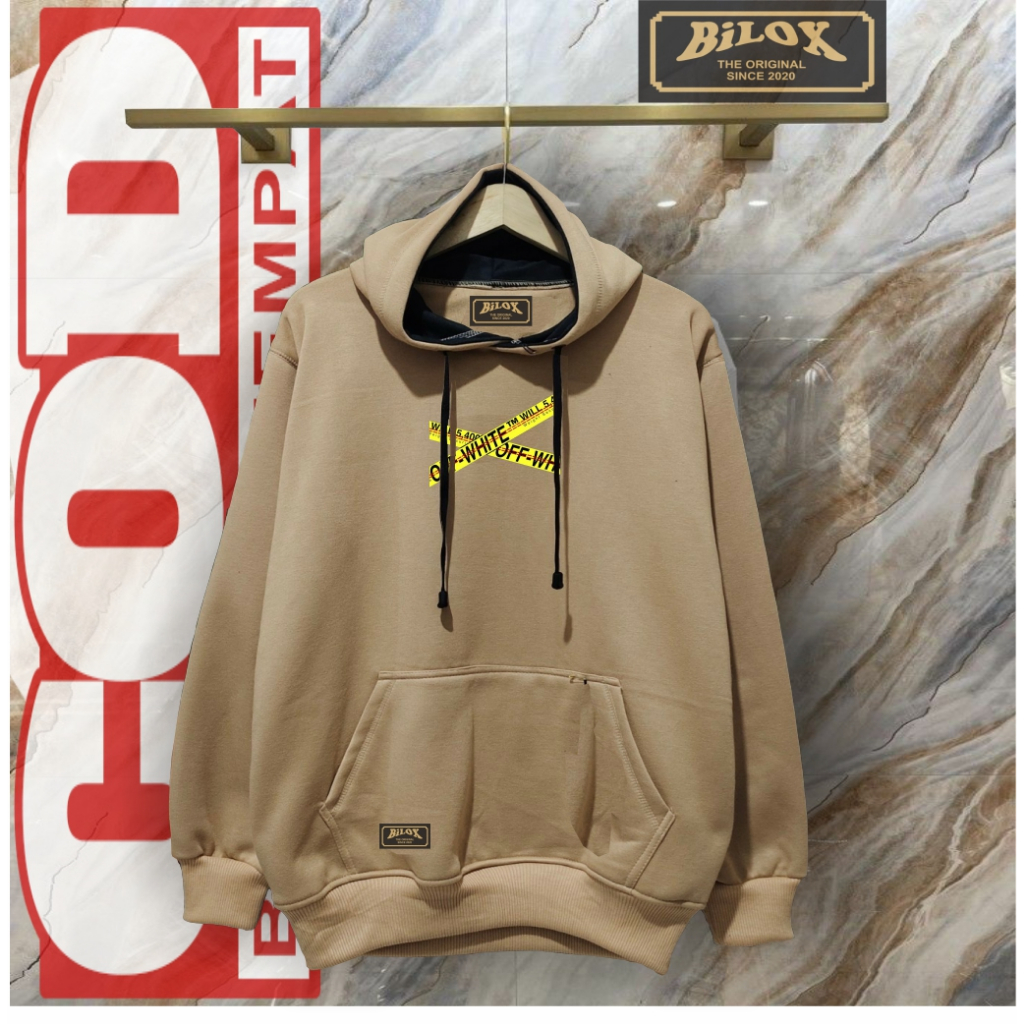 Bisa COD Hoodie Pria / Hodie Pria / Jaket Pria OFF WHITE Bahan Fleece UK M L XL XXL