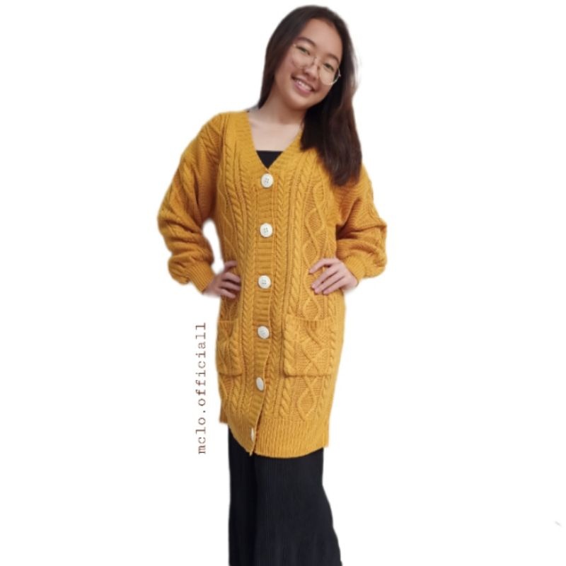fn Long cardi outer panjang / jaket rajut wanita / tebal