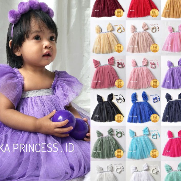 Star Seller.. Gaun Pesta Anak Perempuan 1 Tahun Import Warna Lilac Rok Tutu Anak Cewek 12 - 18 Bulan