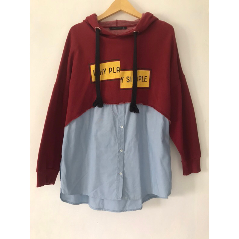 zara hoodie kombinasi kemeja