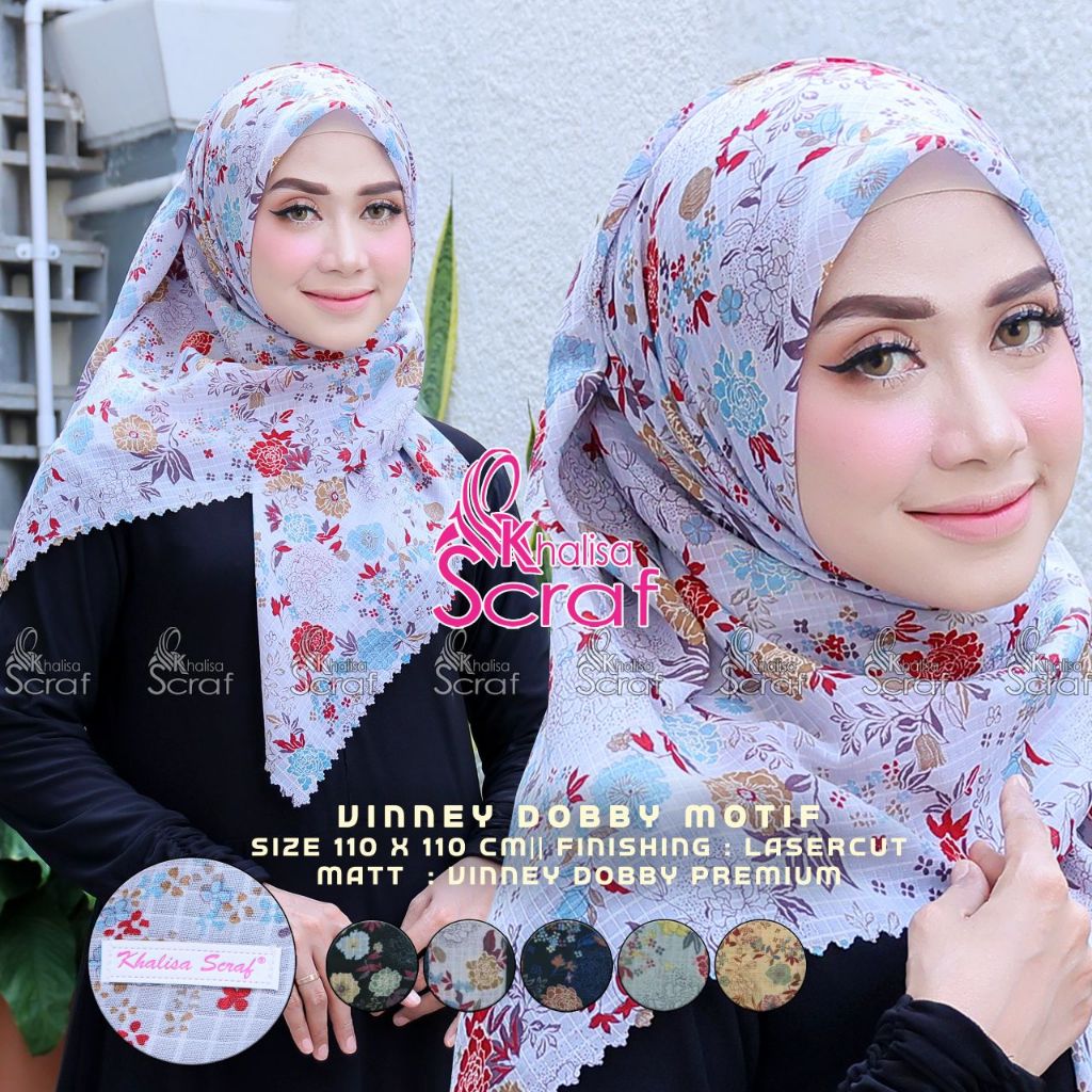 Jilbab segi empat wafle motif NADA laser cut premium kerudung terkini khalisa scraf