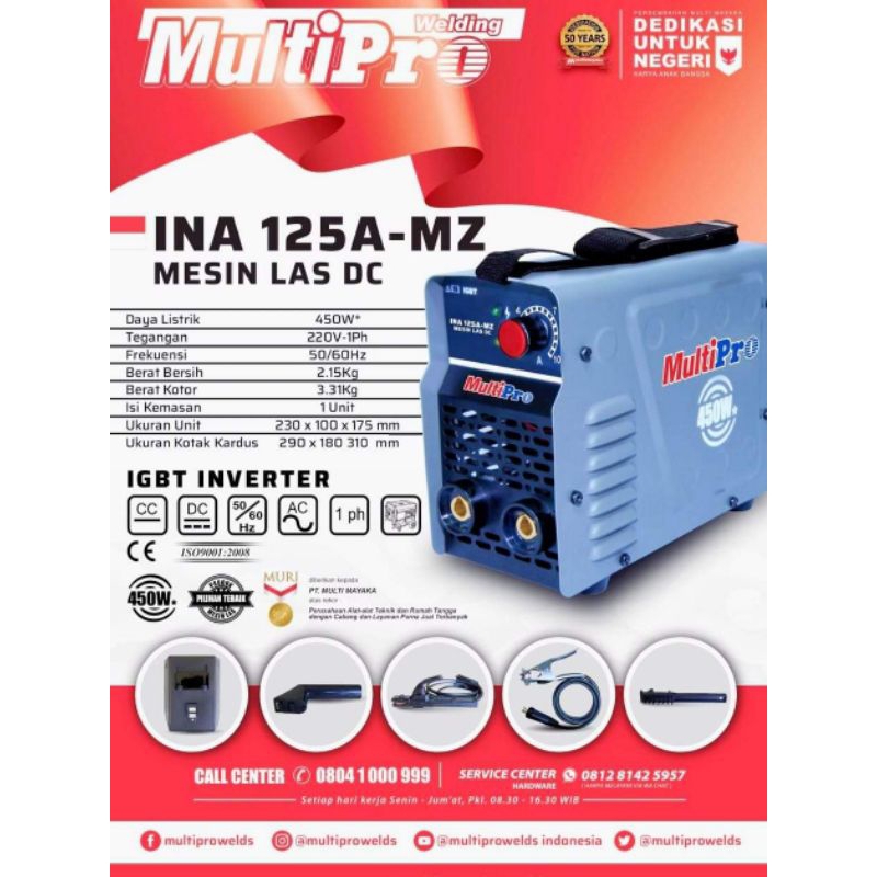 Mesin Las MULTIPRO Ina 125 A-mz 450 Watt - Travo las 125 A