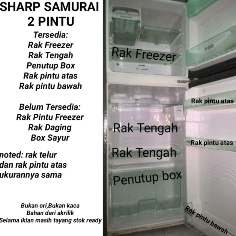 Stok Banyak.. Rak kulkas Sharp samurai 2 pintu WMV