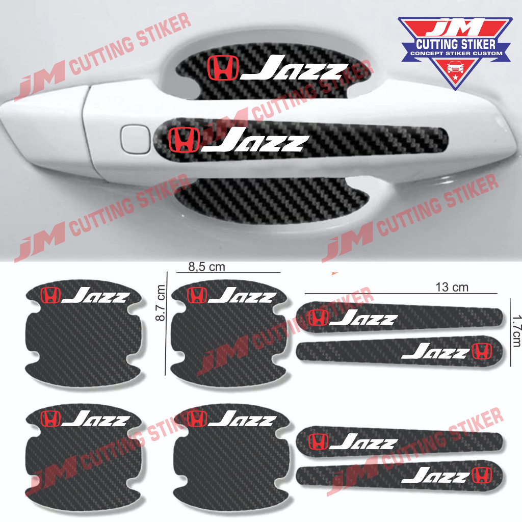 8pcs stiker carbon handle mobil honda jazz cutting stiker pelindung gagang pintu mobil dari goresan
