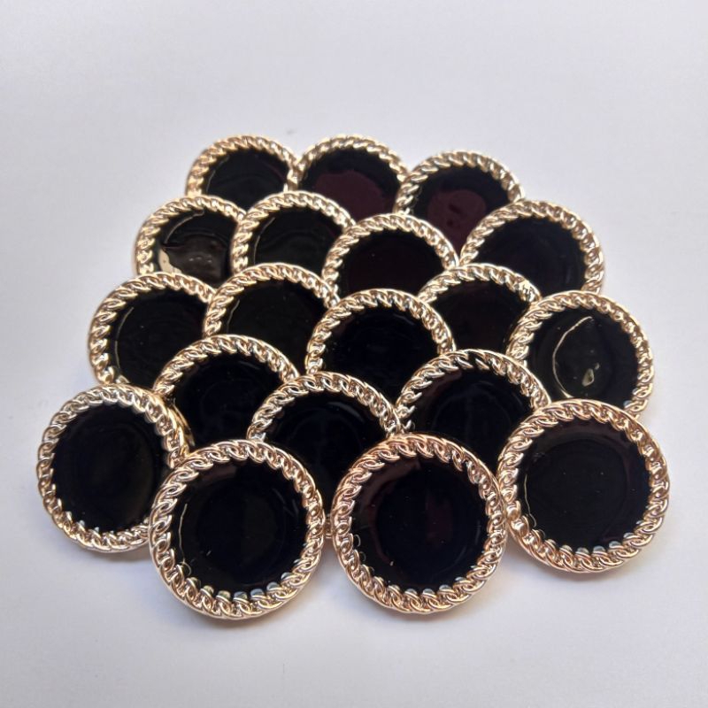 12 pcs kancing baju motif Jamur Full Gerigi Hitam / kancing jamur hitam full gerigi 15mm / 18mm / 21