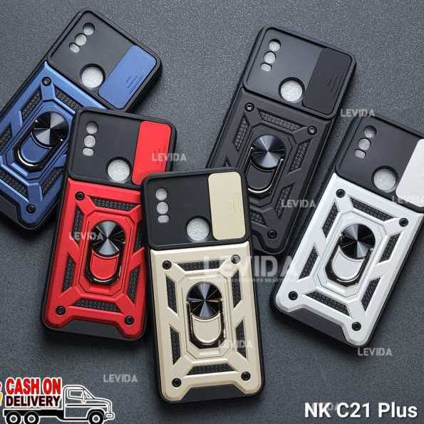 2024 Hardcase RPG NOKIA C31 C21+ iRiNG-STANDING-SLIDE-Camera Hard Case Spigen-Spygen Stand/Tahan Ban