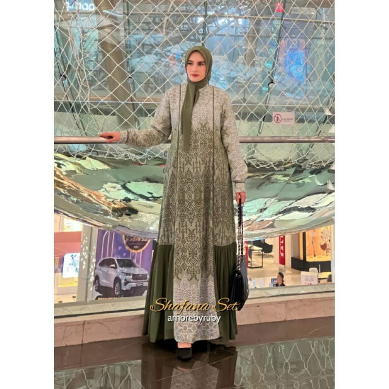 gamis one set gamis+hijab edisi shafana set Amore by ruby