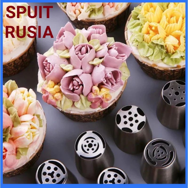 Spuit rusia besar tebal 1 biji tanpa sambungan / spuit mawar stenlis PREMIUM / nozle cake rumput