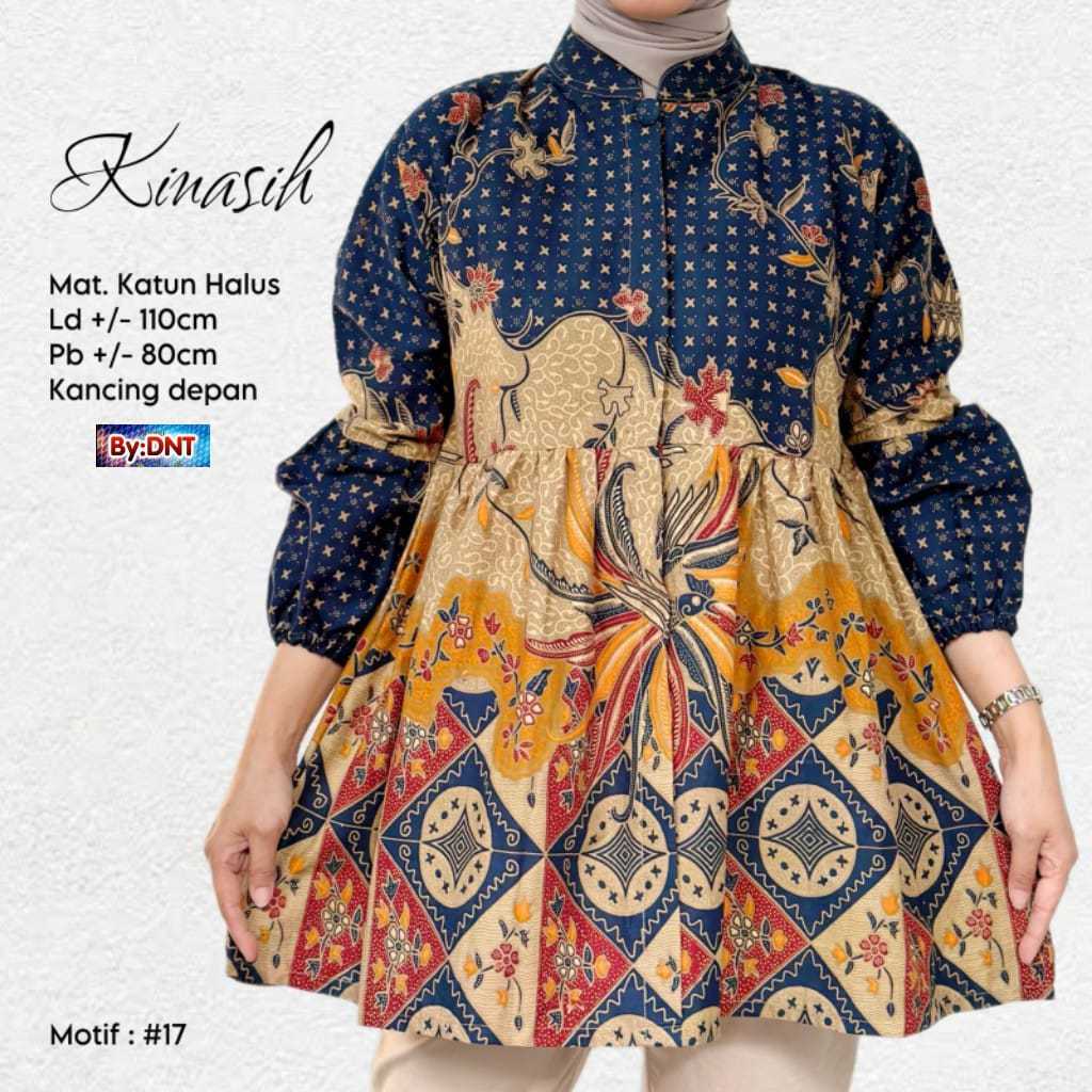 Pakaian Wanita Model Tunik Batik Motif Kekinian Blus Simple Elegan Bahan Halus Adem Outfit Remaja