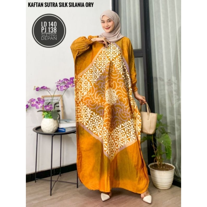 KAFTAN SUTRA SILK ORY SILANIA KAFTAN ABSTRAK KMEWAH GLOSI