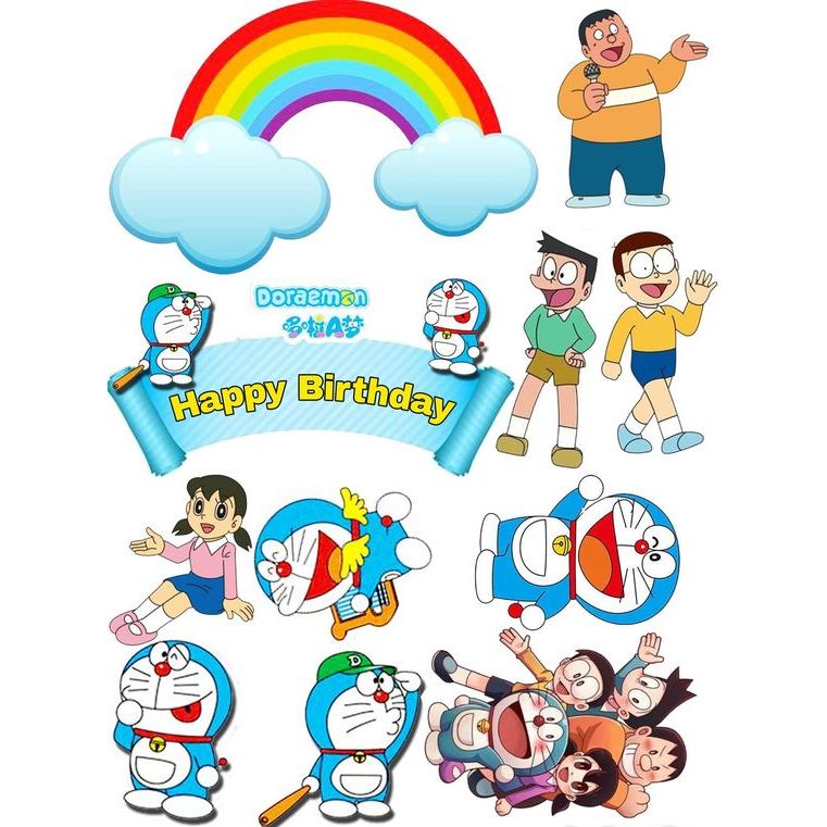 topper hiasan kue ultah karakter doraemon