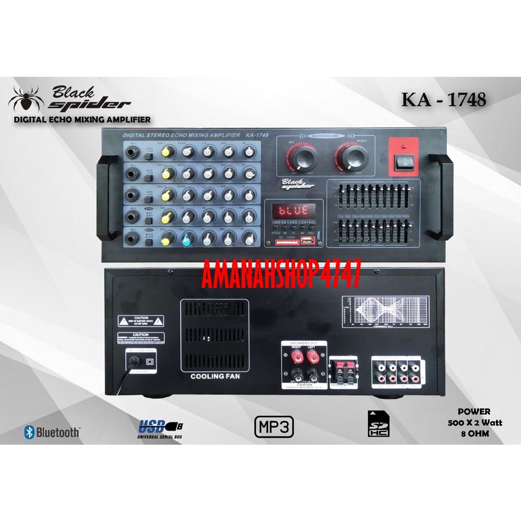 Amplifier Black Spier KA1748 Ampli Karaoke Blackspider KA 1748