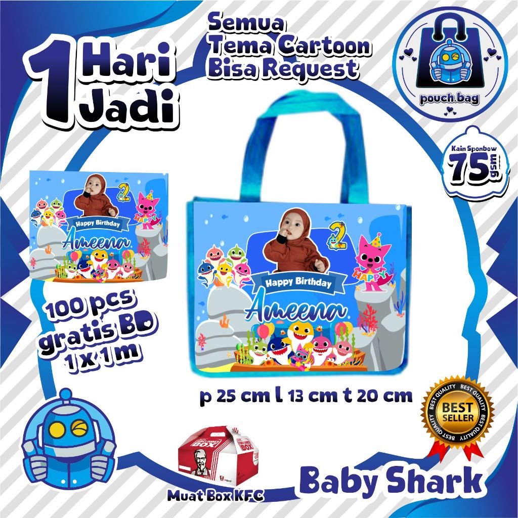 Tas Ulang Tahun Tema Baby Shark