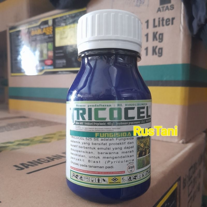 Fungisida TRICOCEL 250ml bahan aktif : trisiklazol 400g/l + propikonazol 125g/l +KAOS