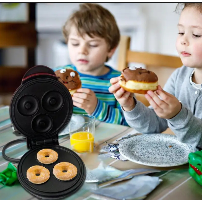 Cetakan Mesin Pembuat Donat Mini Electric Donat Maker 3 Lubang Cetakan Donat Mini Bulat Alat Pembuat