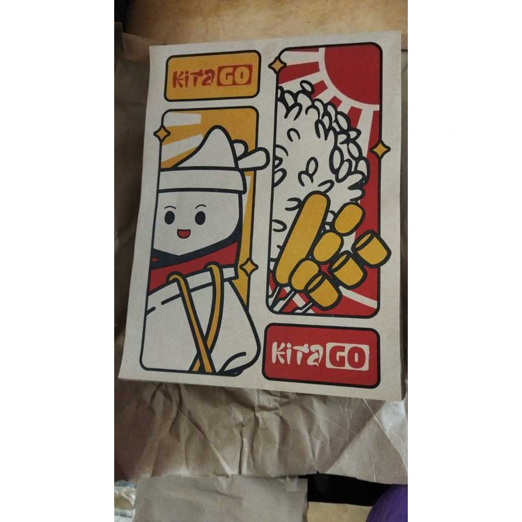Custom cetak kertas bungkus nasi padang, campur, goreng kraft coklat laminasi 3 warna