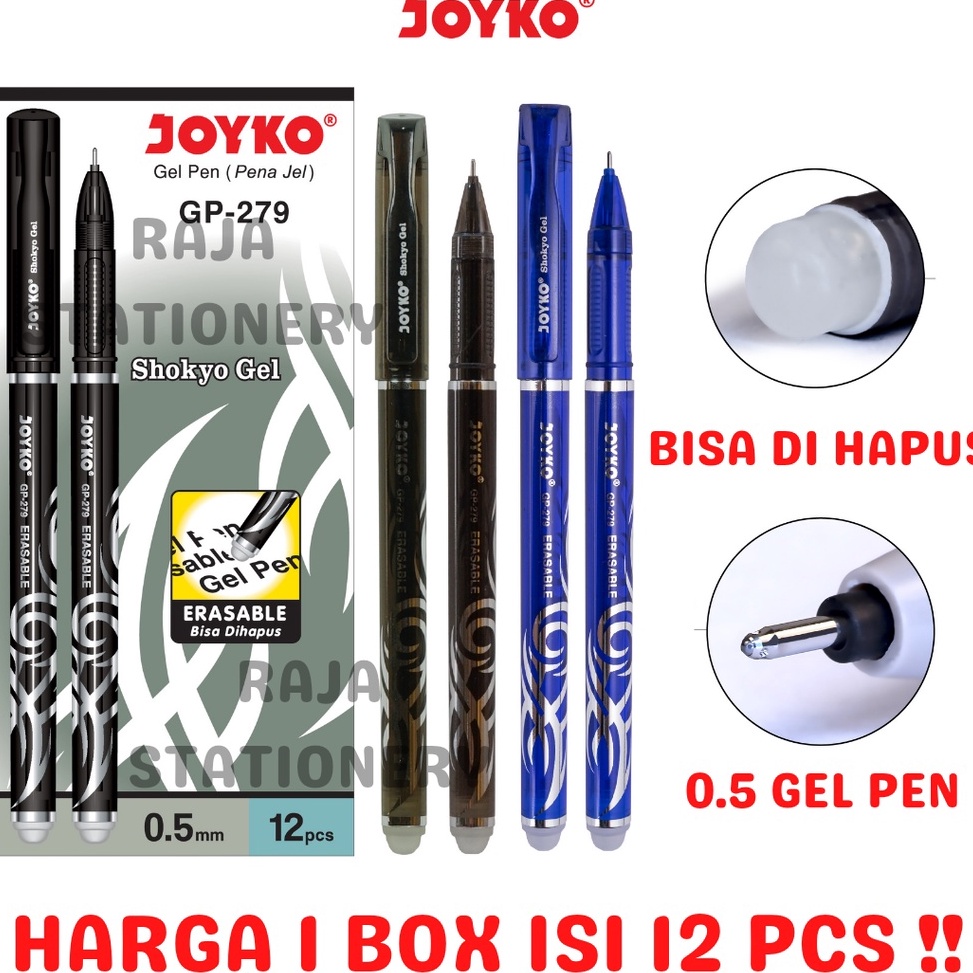 

2.2 sale JOYKO ERASABLE GEL PEN HITAM BIRU PULPEN PEN BISA DIHAPUS JOYKO LUSIN GP-279 [12PCS]