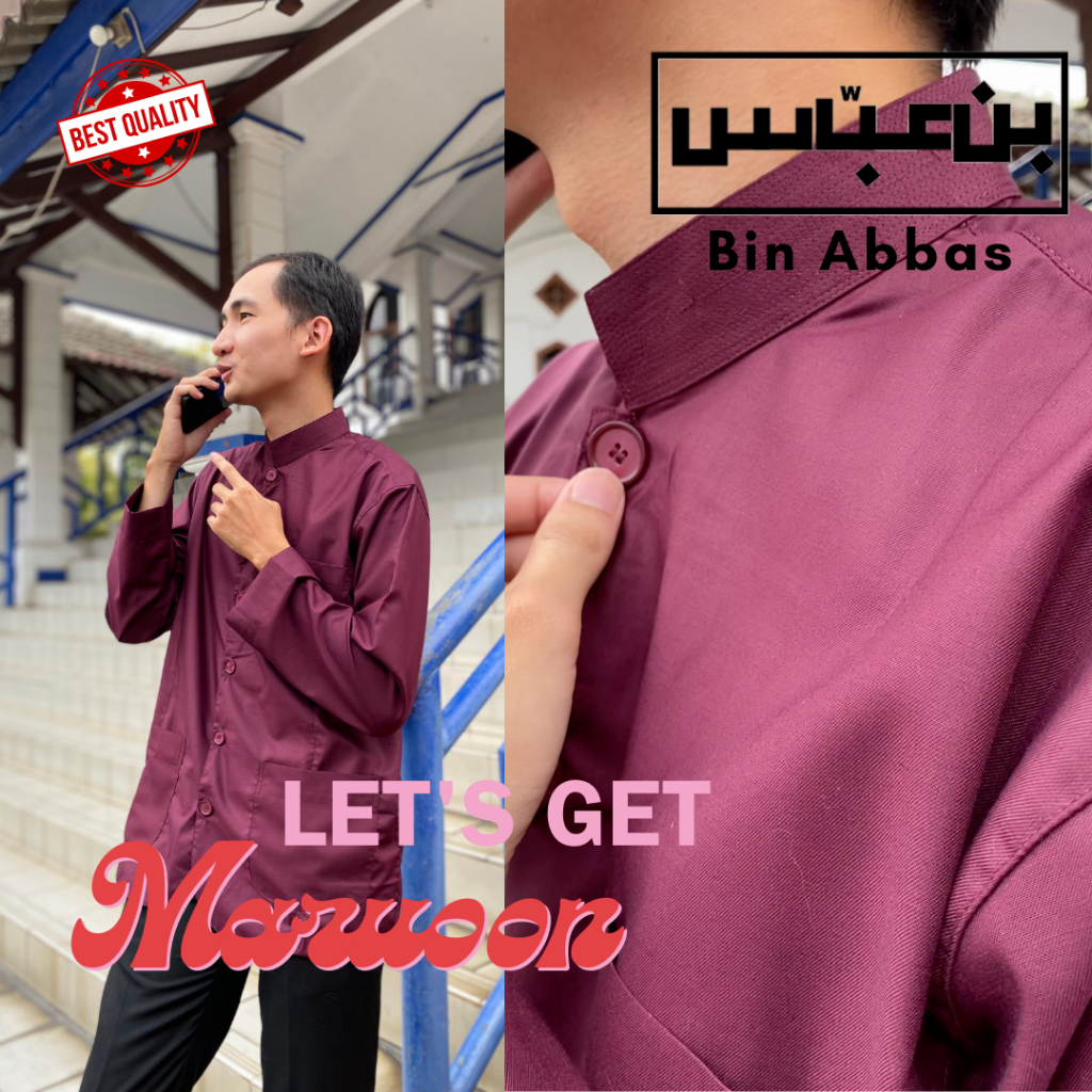 Baju/kemeja Koko Yamani Habaib/hadramaut bin abbas jumbo Merah Marooh