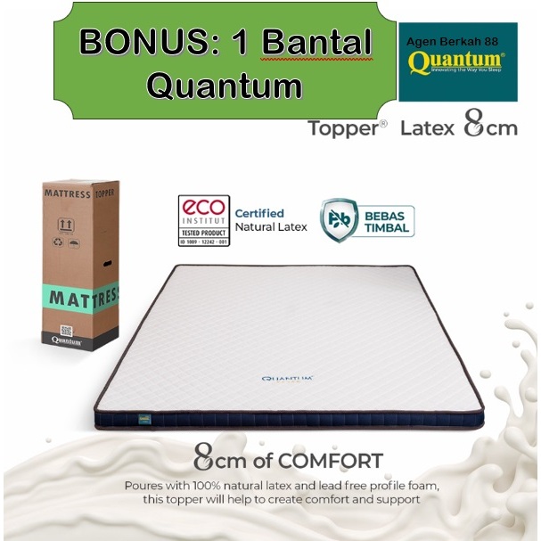 Mattress Topper Quantum NATURAL LATEX 8 CM 90 100 120 140 160 180 200X200 Cm LATEX TEBAL 8 CM KASUR