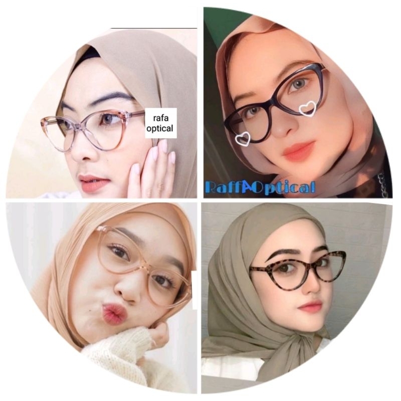 PAKET PHOTOCROMIC Kacamata Minus Cat Eye Kacamata Wanita 1025