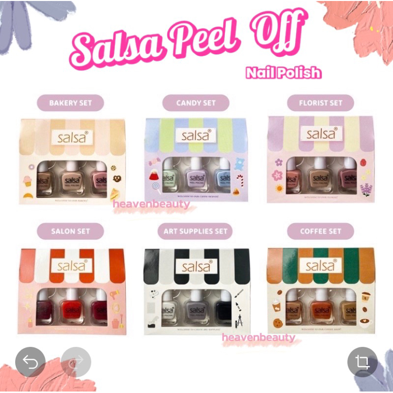 SALSA Kutek Peel Off Nail Polish Set 1 Box isi 3 /  Set Kutek Peel Off / Cat Kuku Bisa Kelupas