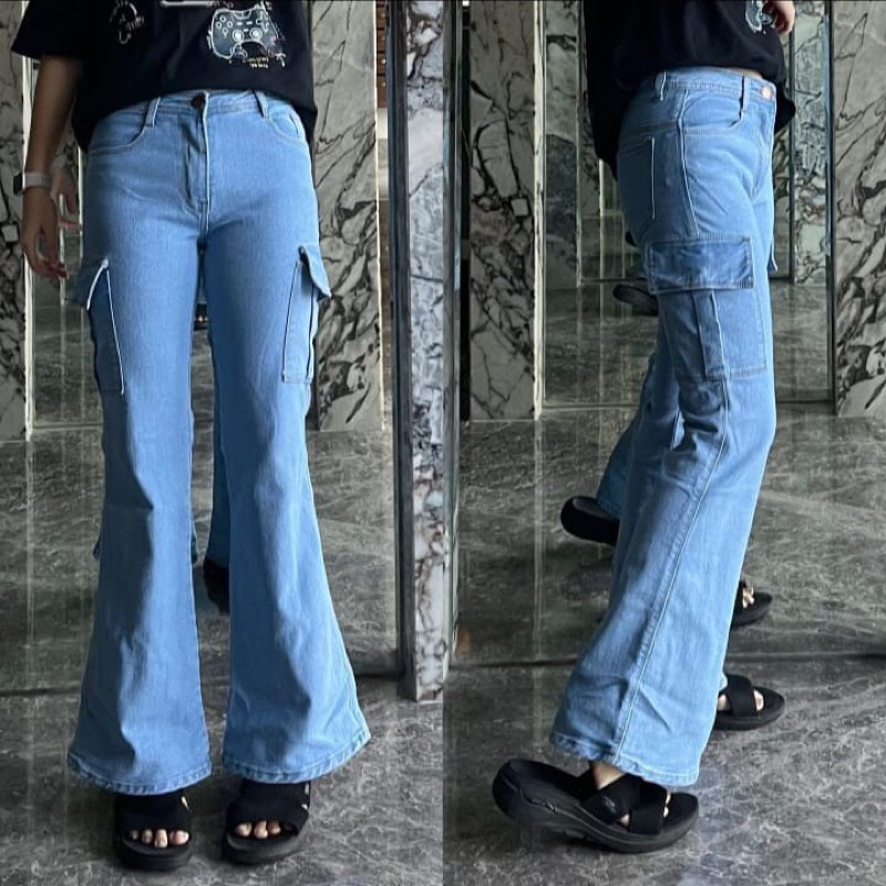 Celana Cutbray Cargo Jeans wanita Cutbray Cargo Terbaru