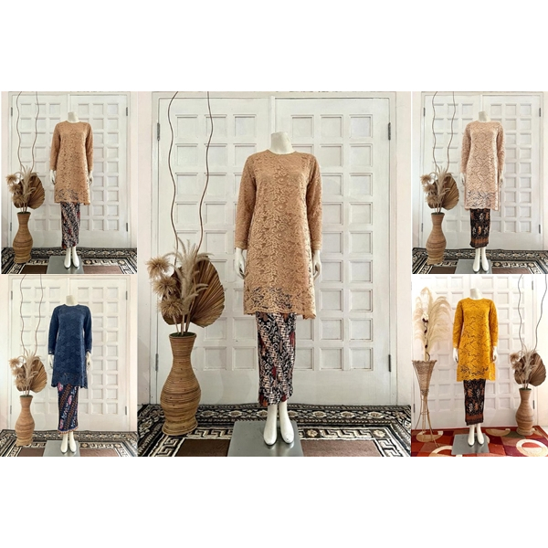 PROMO ATASAN KEBAYA BROKAT JUMBO WARNA HITAM /KEBAYA KONDANGAN MODERN /KEBAYA TUNIK WARNA MILO