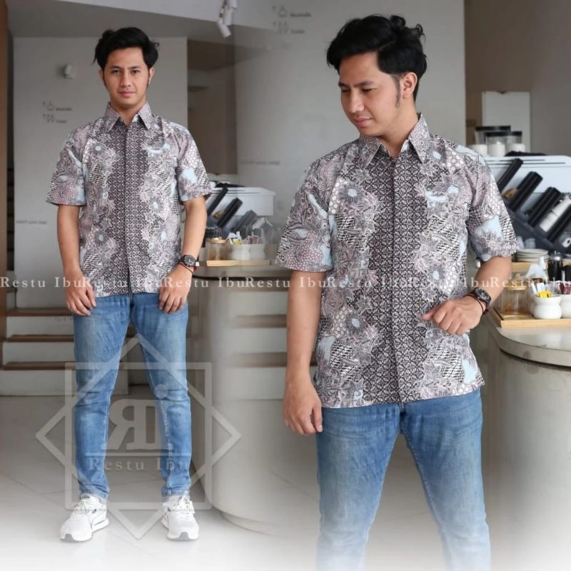 Kemeja batik lengan pendek aurel browen / hem batik pria pendek / kemeja batik formal terbaru