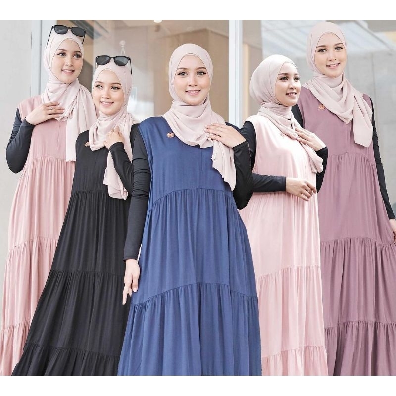 Inner Dress Rempel Tanpa Lengan Rayon Twill Busui Gamis Katung Premium