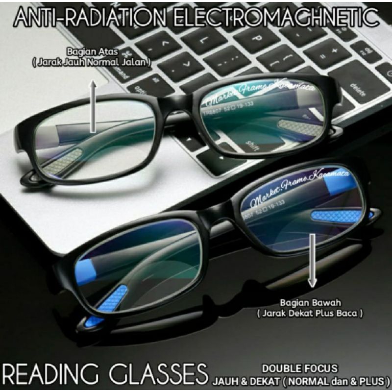 Kacamata Baca Pria Sporty Dobel Fokus Baca Dan Jalan kacamata Rabun Dekat Kacamata Bacac Super Fokus