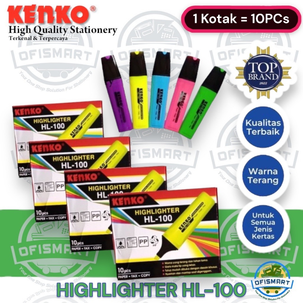

Kenko Highlighter Flourescent Pen HL-100 | @1Ktk=10PCs