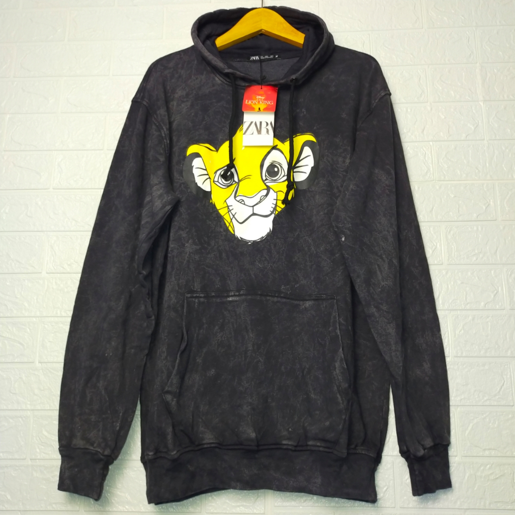 Sweater Hoodie wanita washed disney simba Lionking oversize ld 120 pakaian sweatshirt tie dye atasan