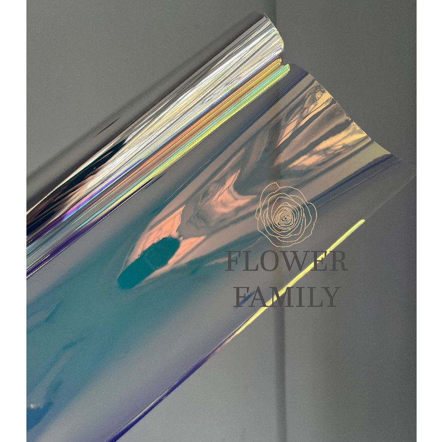 

Flower Family - HOLOGRAM ROLL (50 cm x 6 yard) holographic rainbow transparent pelangi kertas bunga wrapping paper