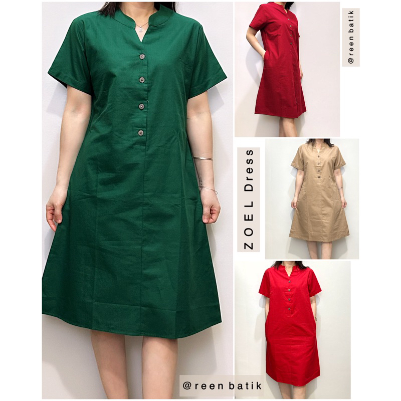 Dress Wanita Flare Polos Bahan Katun Uniqlo, Zoel Dress#