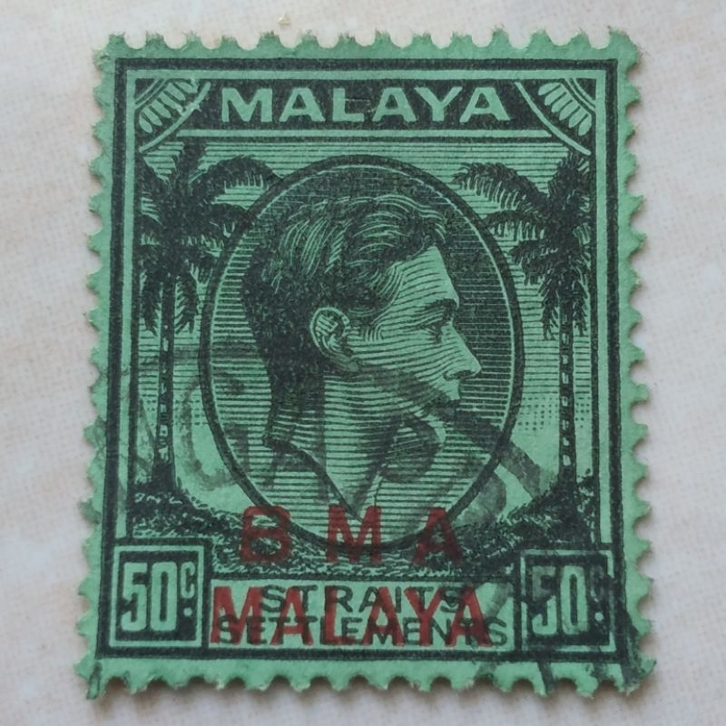 

Prangko Kuno Straits Settlements Malaya 50 Ct 1945 George VI CT BMA - YN879