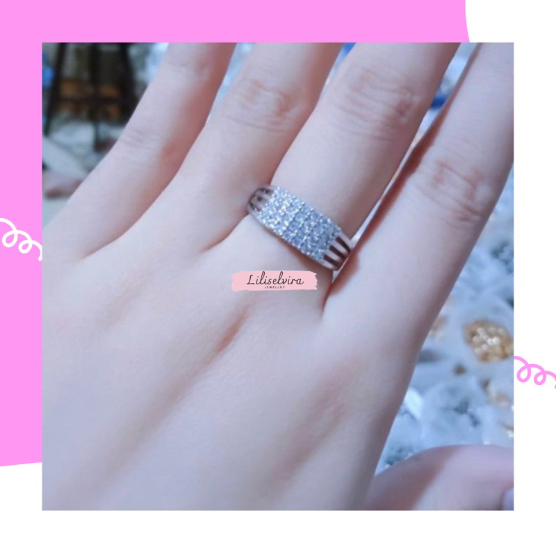 Cincin titanium wanita cincin kotak silver dewasa