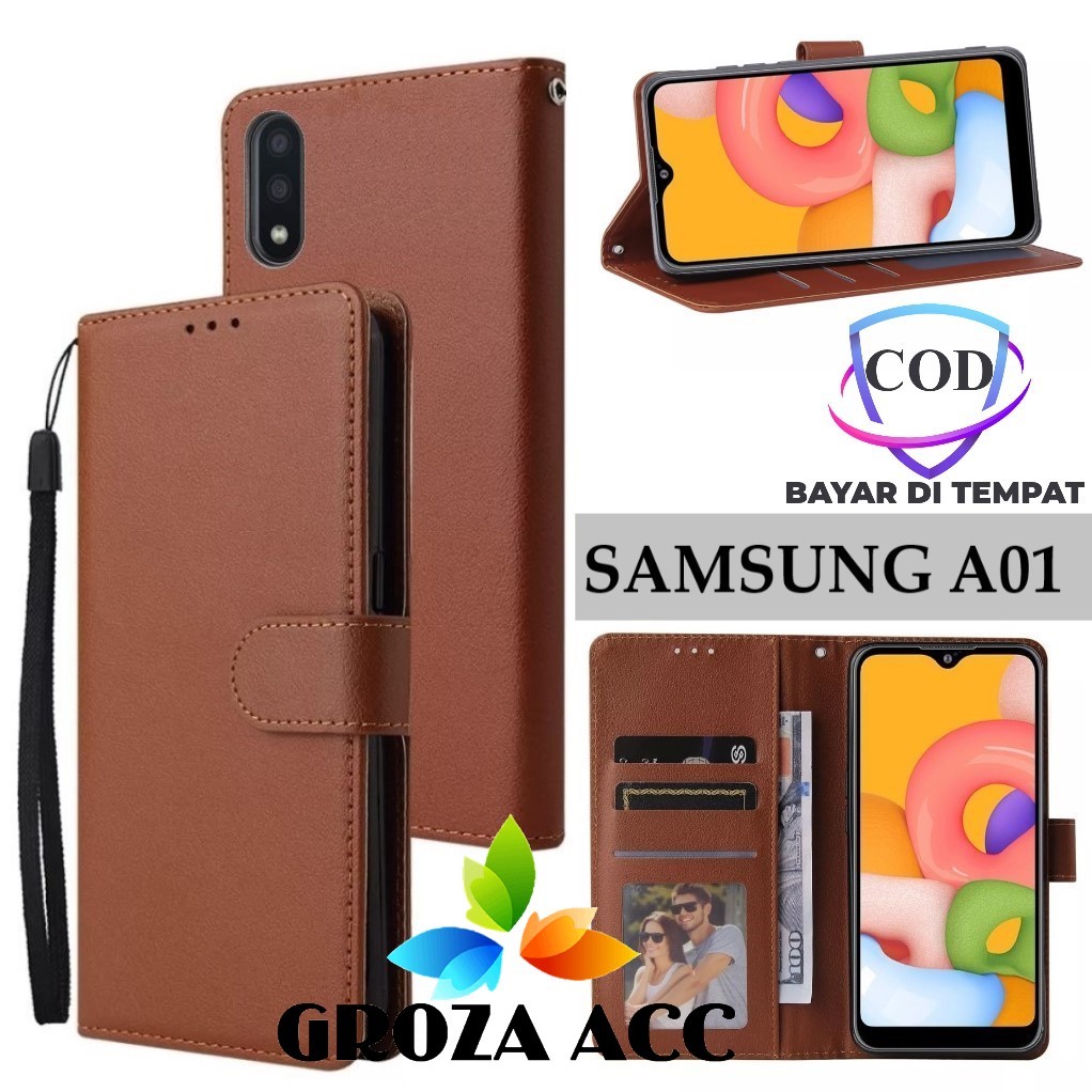 Flip Case SAMSUNG A01 Case Wallet Kulit Casing Dompet Case Wallet Leather Flip Case SAMSUNG A01 Casi