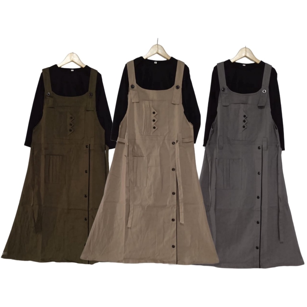 Overall Dress Chino Anak Perempuan Model Terbaru Umur 3 - 12 Tahun / Oneset Baju Rok Kodok Anak Pere