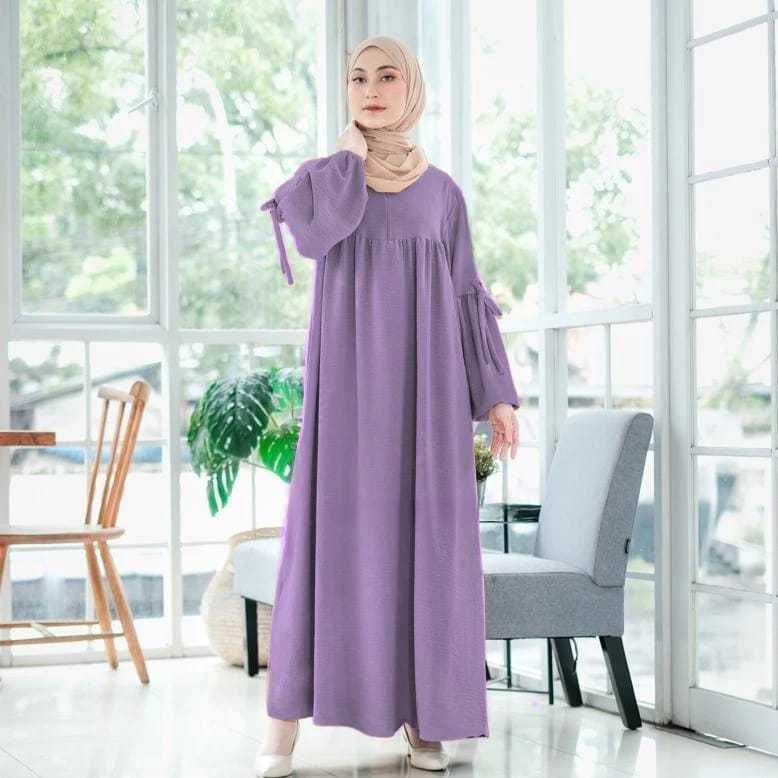 Gamis wanita busui gamis polos Chiara dress maxy bahan Crinkle premium simple elegan murah dan fashi