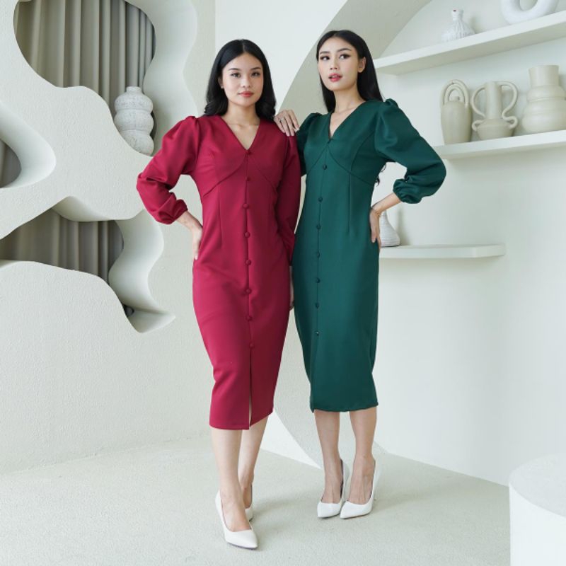 Dress Lengan Panjang | Dress Amtrika Puffy Sleeve